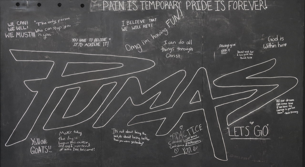 Puma Cheer gym chalkboard inspiration wall